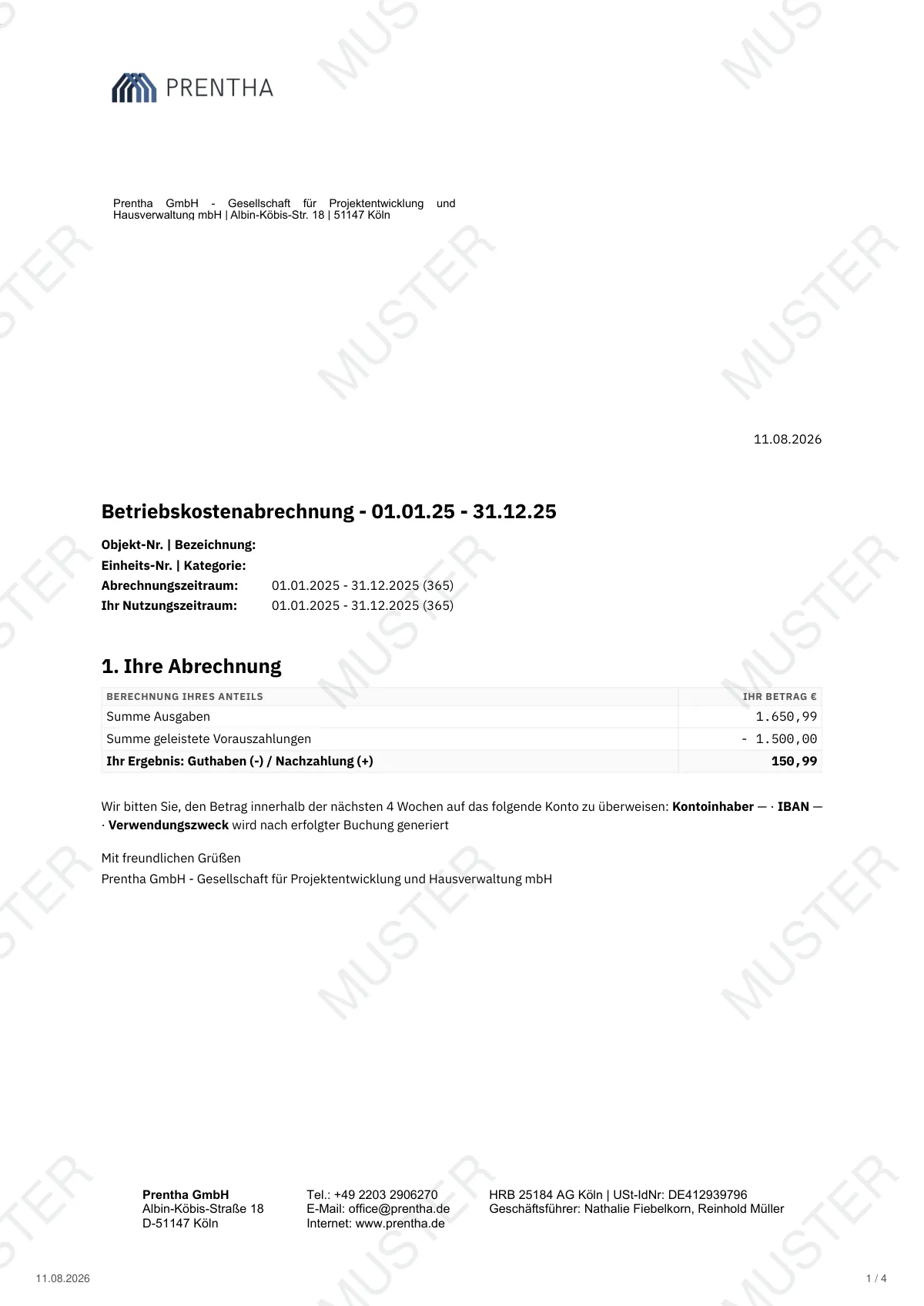 impower · Nebenkostenabrechnung