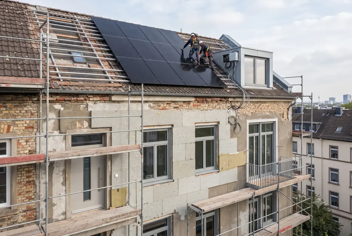 Energetisch saniertes Mehrfamilienhaus in Köln mit Dämmung und Photovoltaik