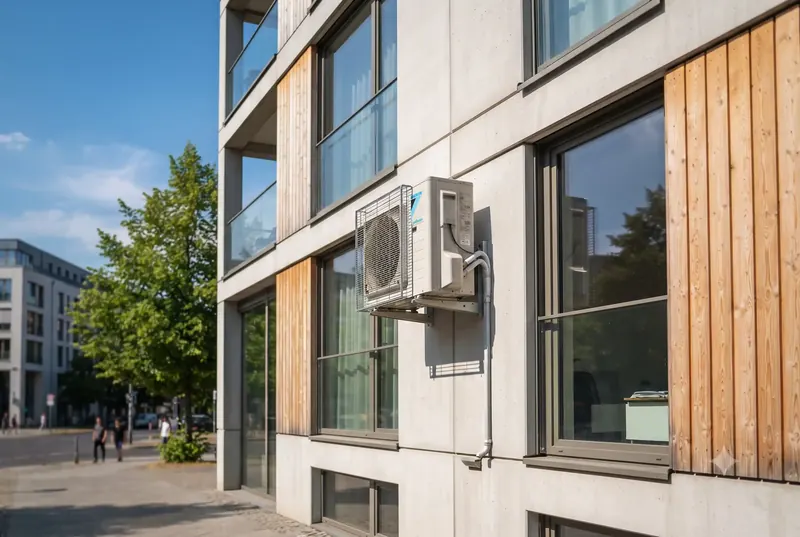 Split-Klimaanlage in Kölner Eigentumswohnung mit Stadtblick
